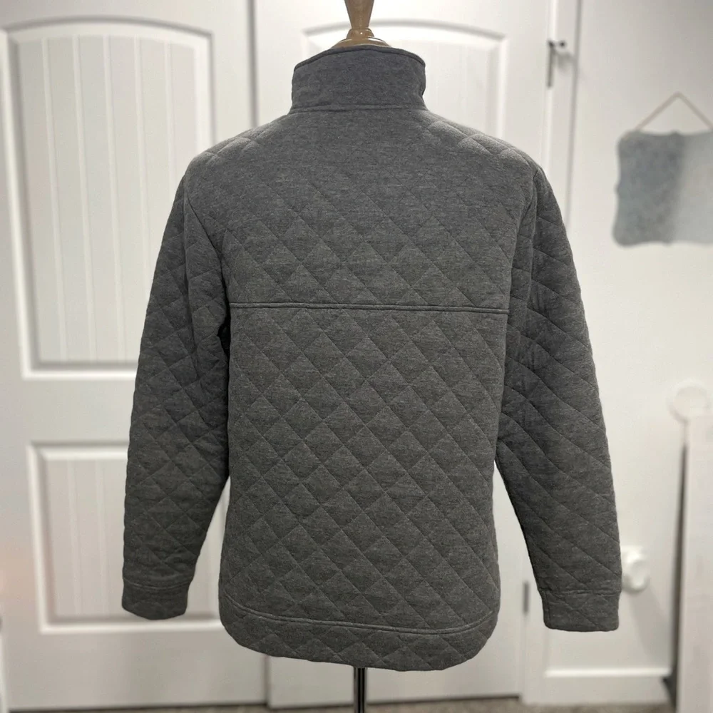 Quarter Snap Quilted Fleece Pullover Jacket - Heather Charcoal - Medium - Picture 3 of 5